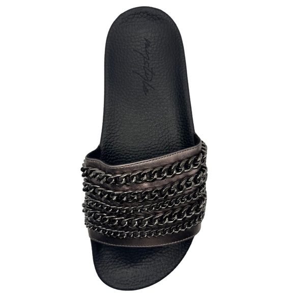 Lynk up Mens Pewter Cuban link Chain SLIDE SANDALS - Picture 3 of 3